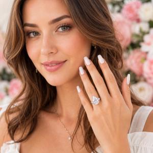Pear-Cut CZ 3-stone Engagement Ring • 10x7mm—15x10mm, Sterling Silver