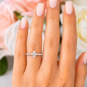 Marquise-Cut CZ Engagement Ring or Bridal Set • 10x5mm—14x7mm, Sterling Silver