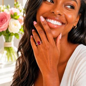 Oval-Cut Lab Ruby Solitaire Ring • 10x8mm—16x12mm, Sterling Silver