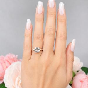 Asscher-Cut CZ Engagement Ring • 8mm, 9mm, Sterling Silver