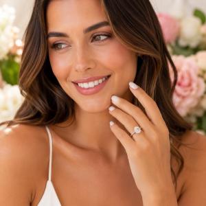 Oval-Cut CZ Engagement Ring • 10x8mm, Sterling Silver, 6.75