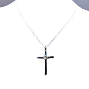 Round Moissanite Cross Pendant • 5mm, Sterling Silver