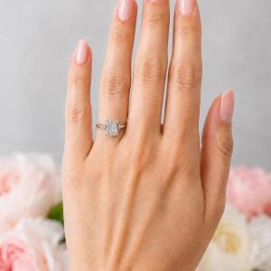 Emerald-cut CZ Engagement Ring • 8x6mm—10x8mm, Sterling Silver