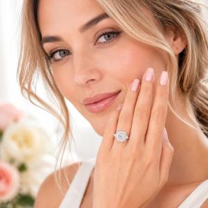 Asscher-Cut CZ 3-Stone Ring • 8mm—11mm, Round Accents, Sterling Silver