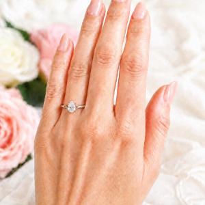Pear-Cut CZ Engagement Ring • 9x6mm—13x9mm, Sterling Silver