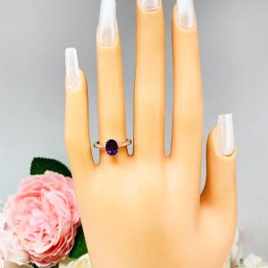 Oval-Cut African Amethyst Solitaire Ring • 7x5mm—9x7mm, Sterling Silver