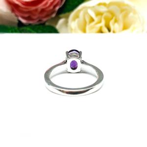Oval-Cut African Amethyst Solitaire Ring • 7x5mm—9x7mm, Sterling Silver