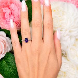 Oval-Cut African Amethyst Solitaire Ring • 7x5mm—9x7mm, Sterling Silver