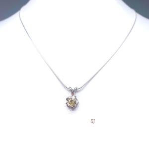 Round-Cut Citrine Rose Pendant • 4mm, Sterling Silver