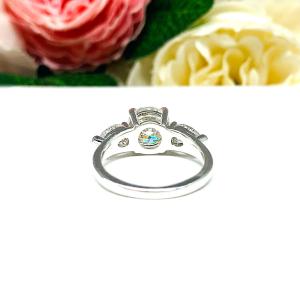 Round & Pear-Cut Moissanite 3-Stone Engagement Ring • 8mm, Sterling Silver