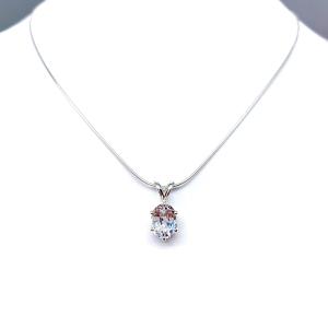 Oval-Cut Lab White Sapphire Pendant  • 9x7mm, Sterling silver