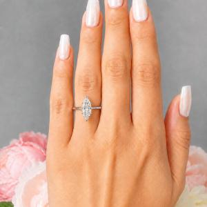 Marquise-Cut CZ Engagement Ring • 10x5mm—14x7mm, Sterling Silver