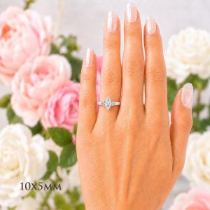 Marquise-Cut CZ Engagement Ring • 10x5mm—14x7mm, Sterling Silver