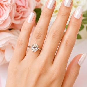 Oval-Cut CZ Engagement Ring • 10x8mm, Sterling Silver, 6.75