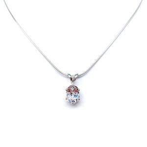 Oval-Cut Lab White Sapphire Pendant  • 9x7mm, Sterling silver