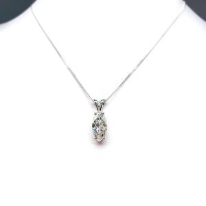 Marquise-Cut CZ Pendant or Necklace • 14x7mm, Sterling Silver