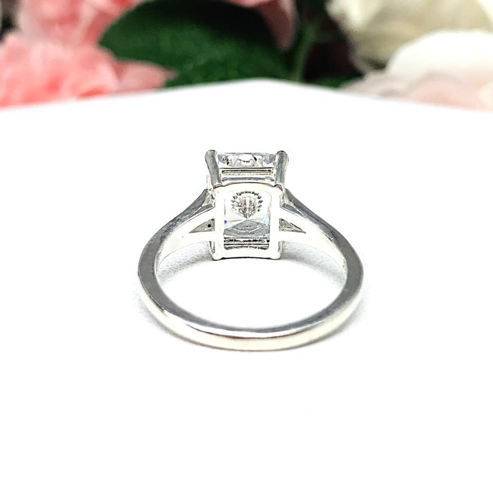 Radiant Cubic Zirconia 10x8mm Engagement Lower Profile Ring