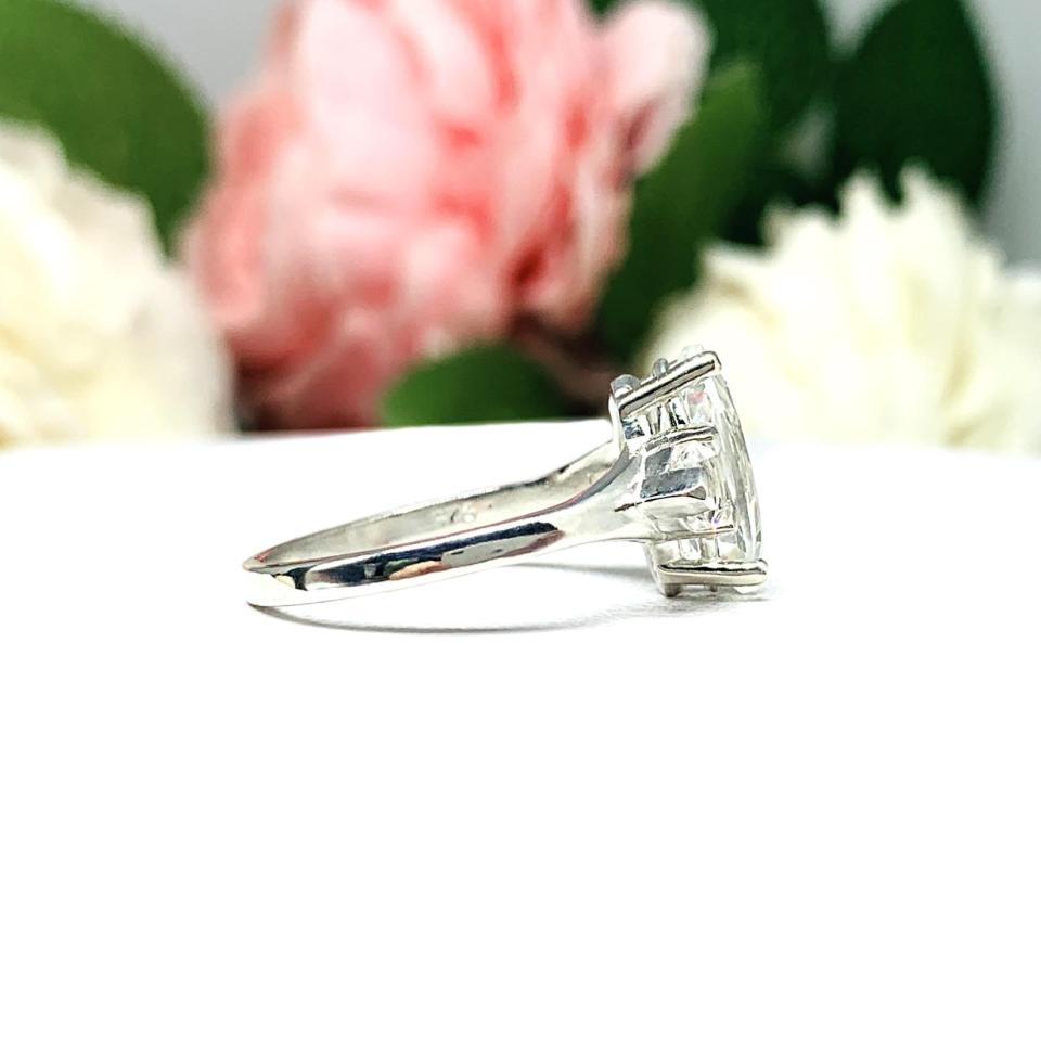 Natural White Topaz Marquise Trillions Accents Engagement Ring Size 7 FINAL SALE