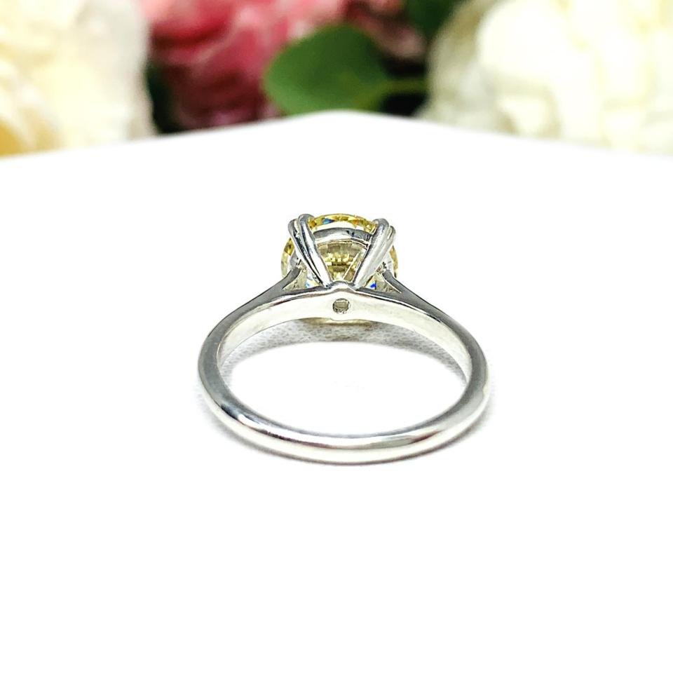 Round 9mm Yellow Cubic Zirconia Engagement Ring