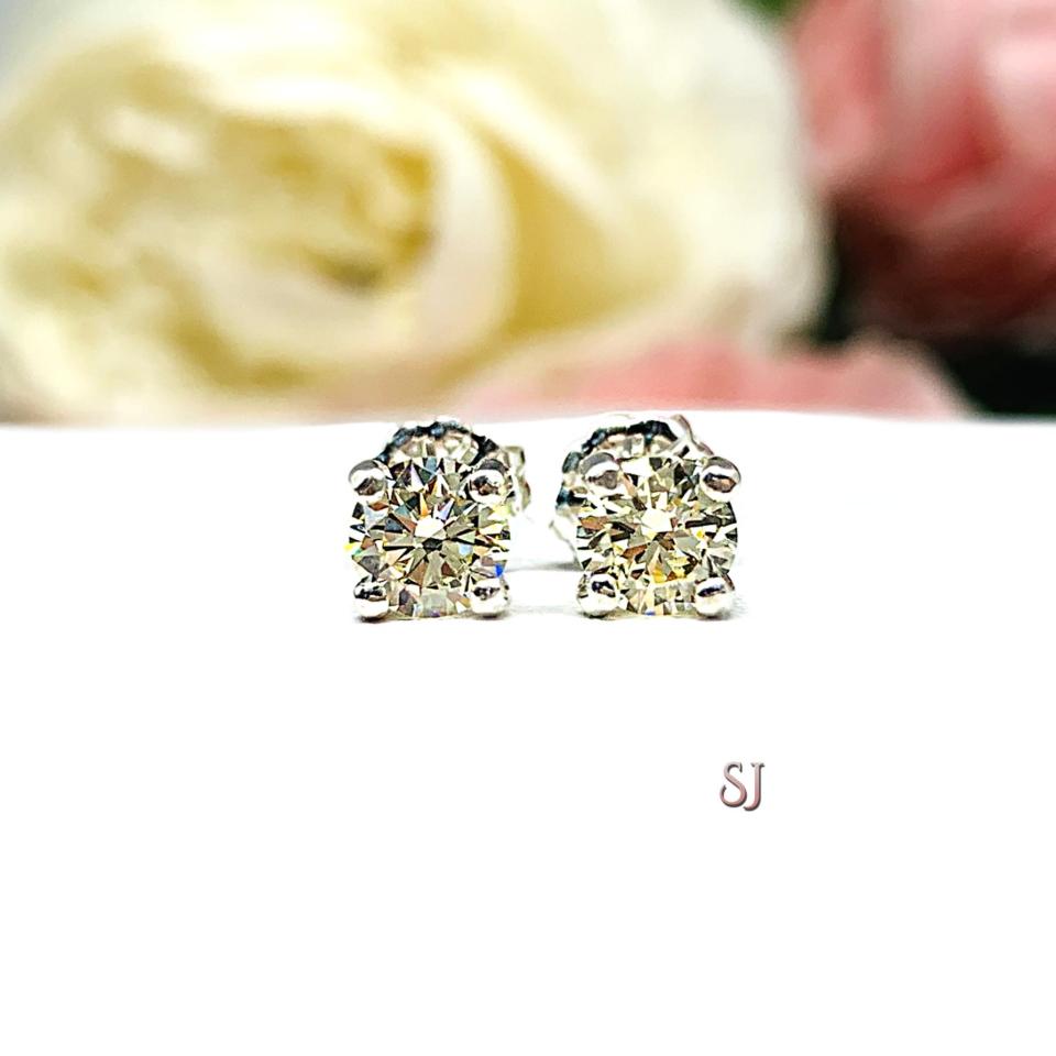 Round Yellow Cubic Zirconia Stud Earrings