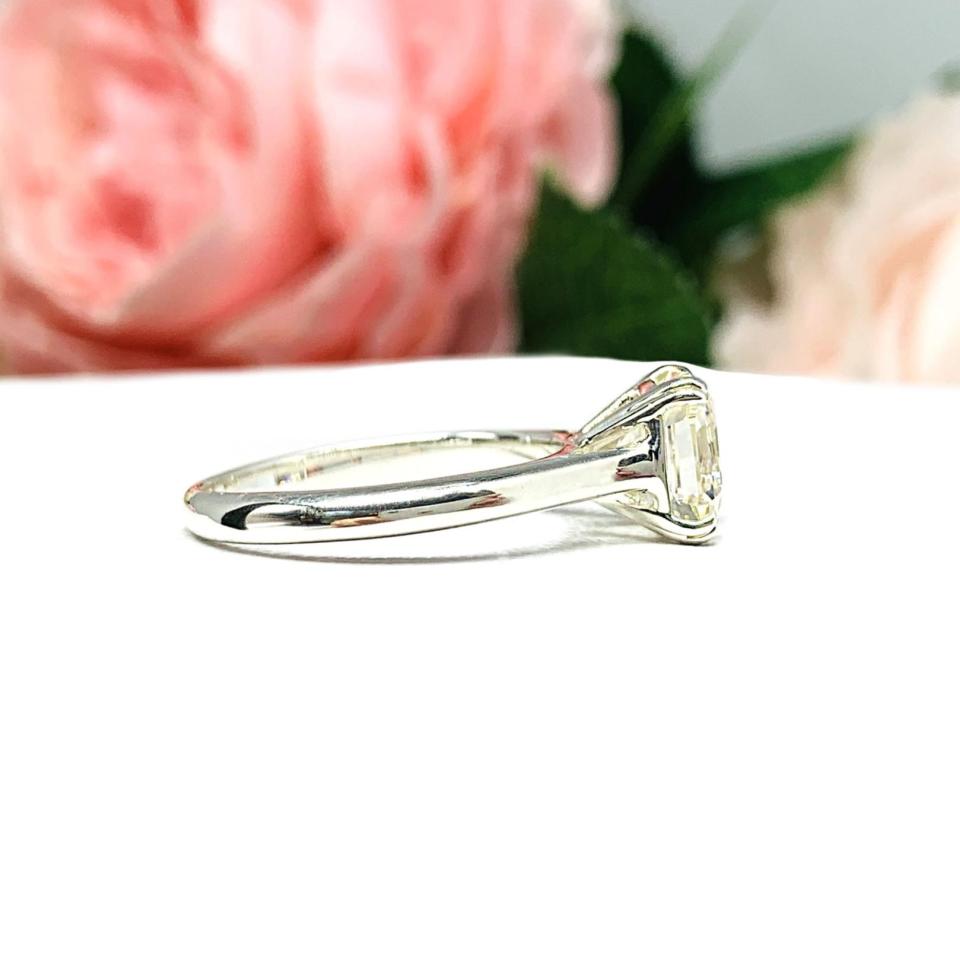 Asscher Near Colorless 7.5mm CZ Engagement Ring