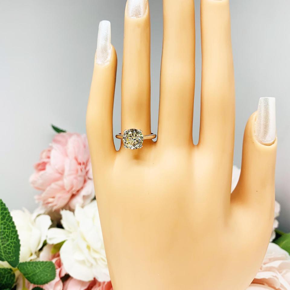 Round 9mm Yellow Cubic Zirconia Engagement Ring