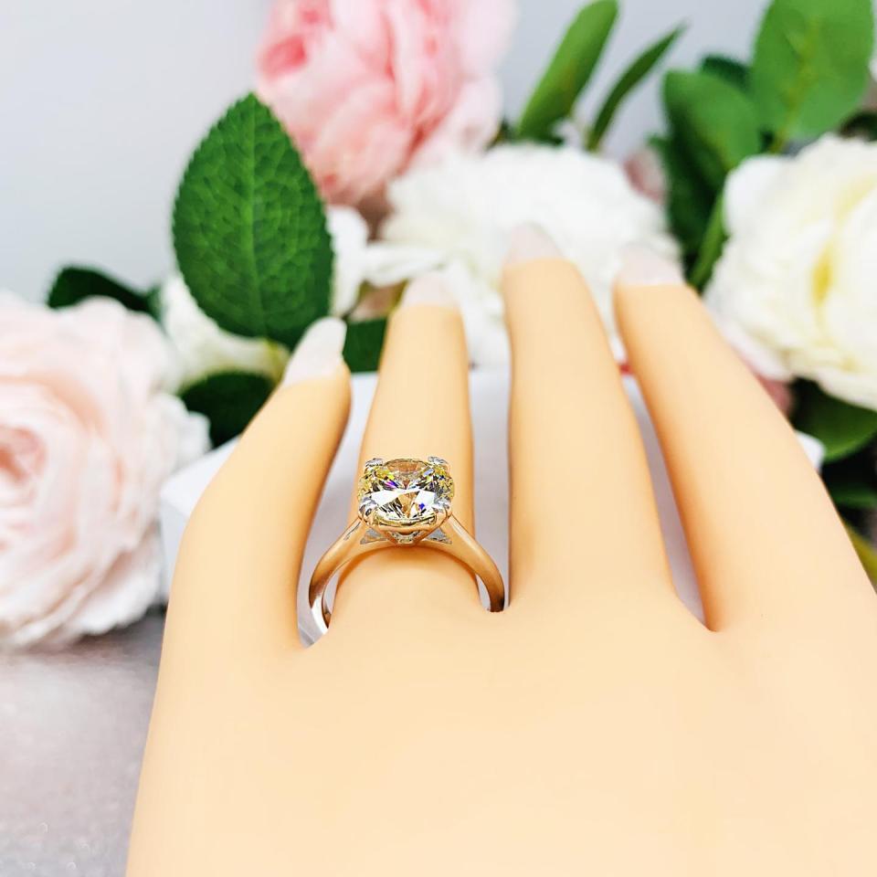 Round 9mm Yellow Cubic Zirconia Engagement Ring