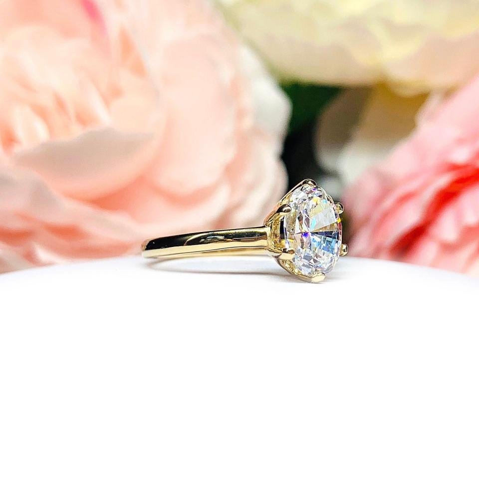 Oval CZ 6 Prong Engagement Ring 7x5mm 3/4 Carat 8x6mm 1.25 Carats