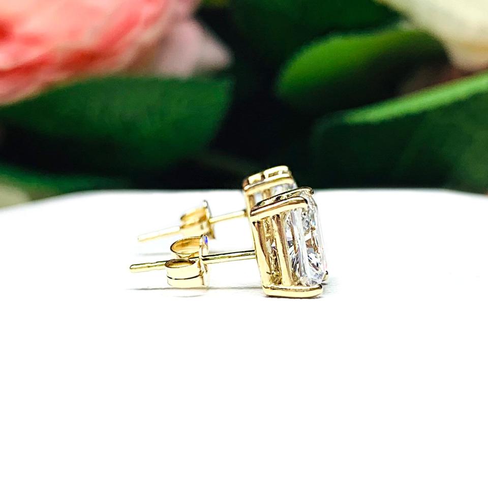 Radiant Cut Cubic Zirconia Stud Earrings