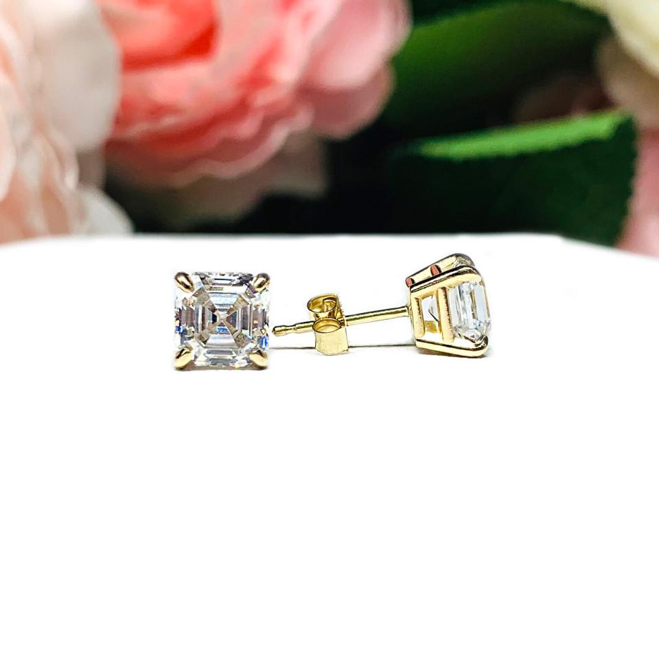 Asscher Cubic Zirconia Stud Earrings