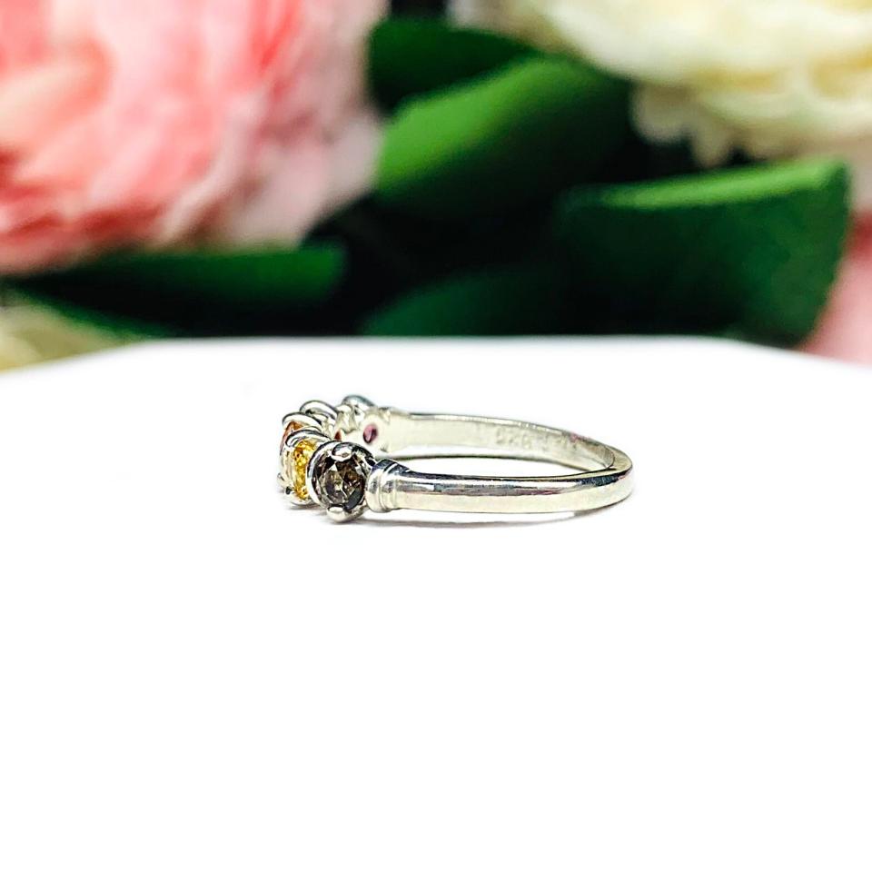 Autumn Colors 3mm Round Natural Gemstone Five Stone Ring