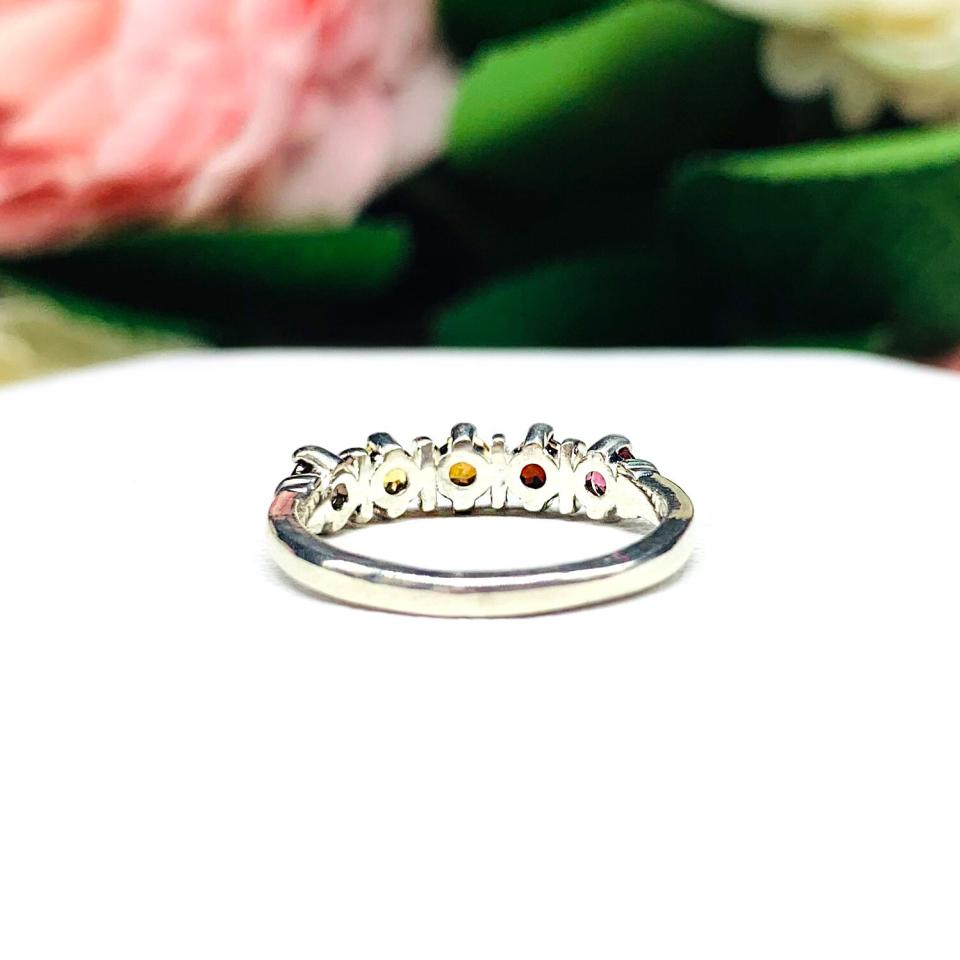 Autumn Colors 3mm Round Natural Gemstone Five Stone Ring