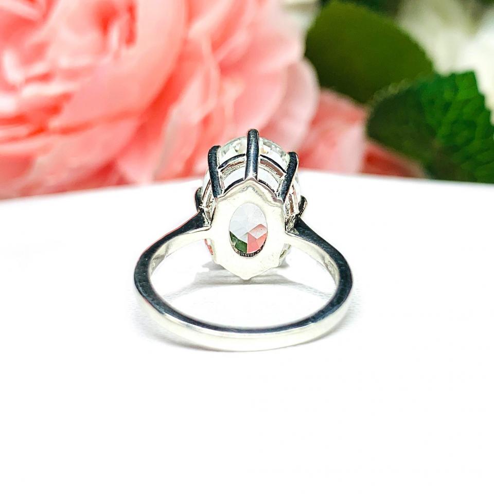 Natural White Topaz Oval Eight Prong Statement Ring