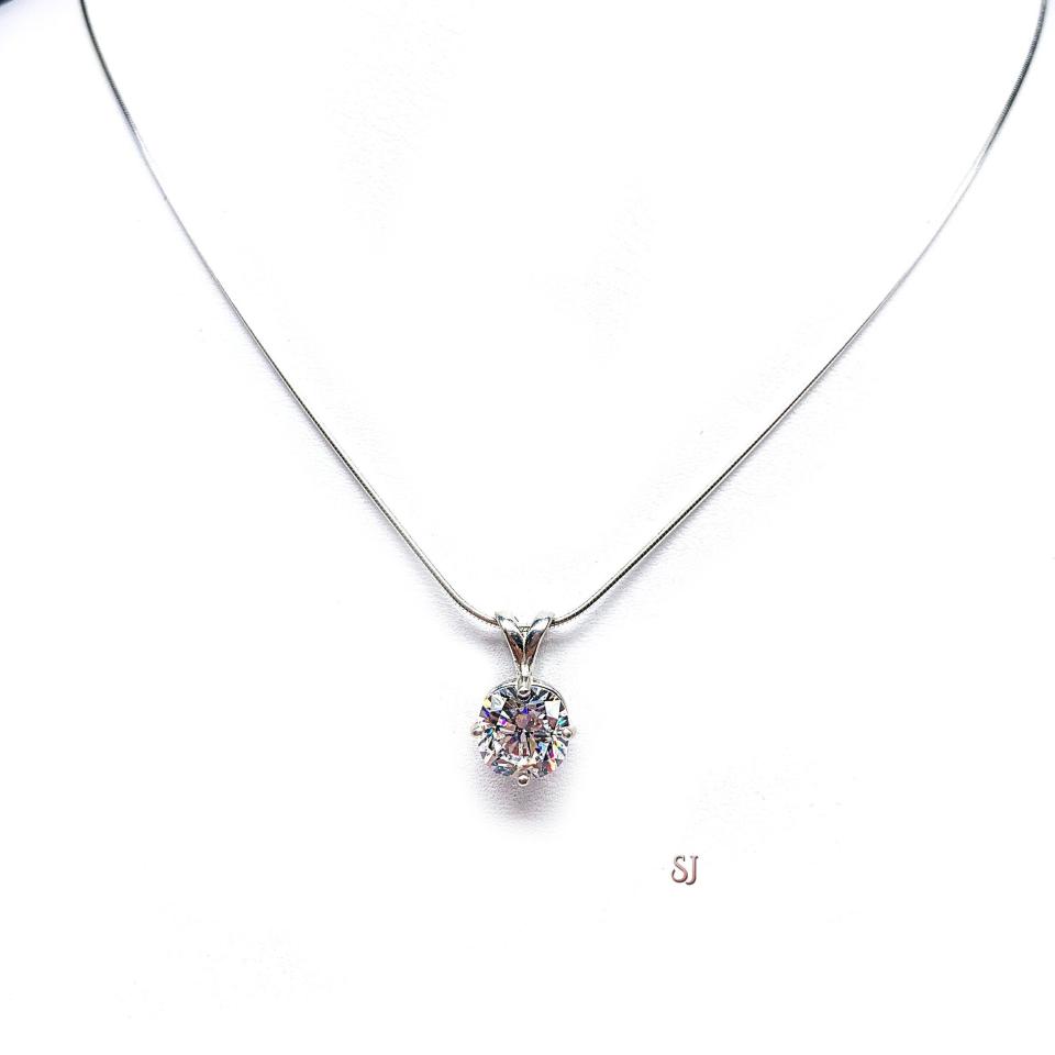 8mm or 10mm Cushion Cubic Zirconia Pendant With Optional Chain FINAL SALE