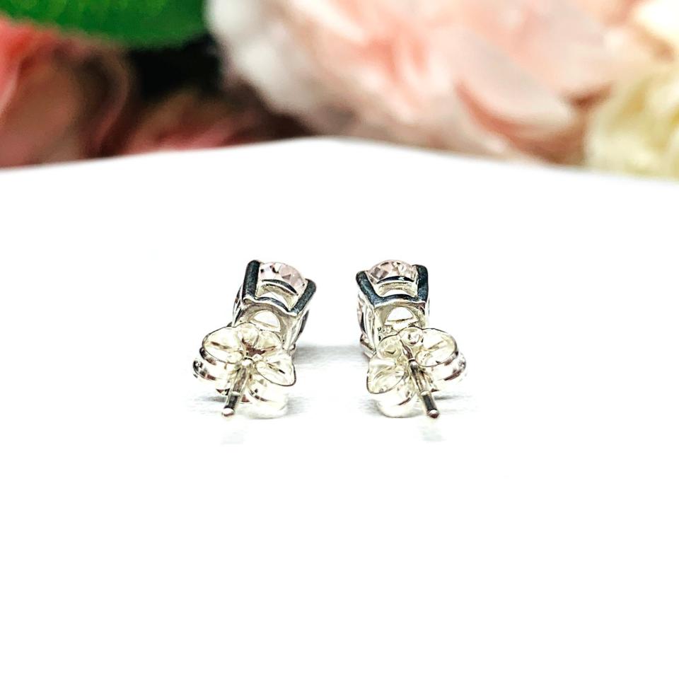 Peach Morganite Oval Stud Earrings Natural 7x5mm Sterling Silver CLEARANCE