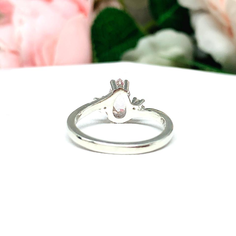 Genuine Pastel Pink Morganite with Moissanite Accents Ring Size 5.25 FINAL SALE