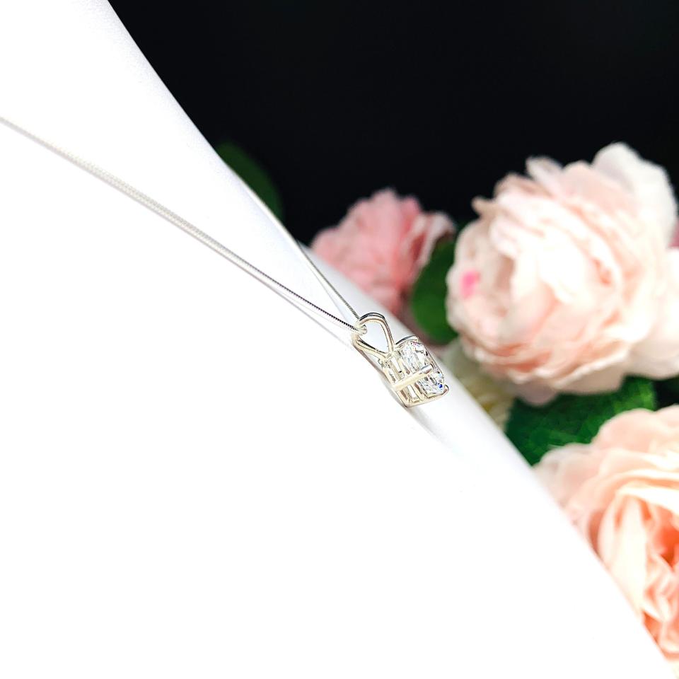 8mm or 10mm Cushion Cubic Zirconia Pendant With Optional Chain FINAL SALE