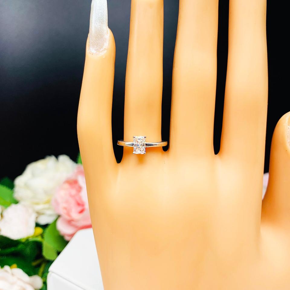 Radiant Cubic Zirconia Engagement Lower Profile Ring