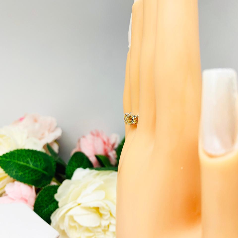Citrine Five Stone Sterling Silver Ring Natural 4mm Round November Birthstone SIZE 7 FINAL SALE