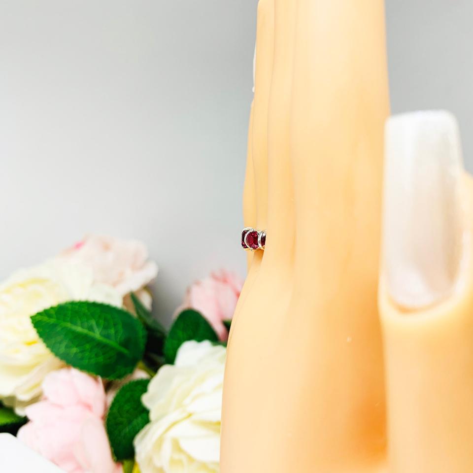 Lab Created Ruby 5 Stone Sterling Silver Ring July Birthstone Round 4mm Size 7 FINAL SALE