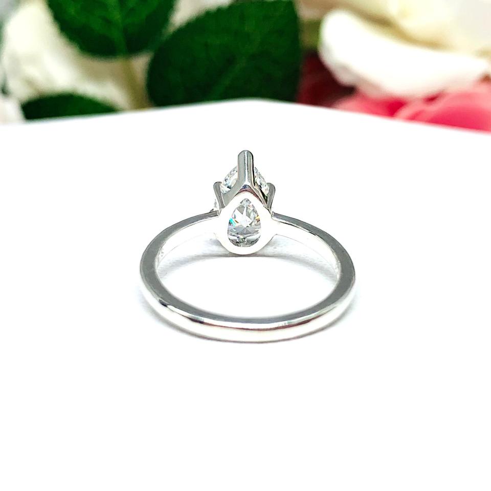 Pear Cubic Zirconia 6 Prong Engagement Ring