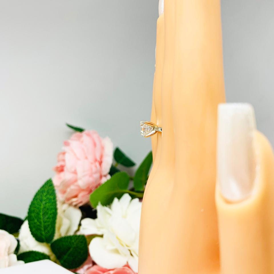 Asscher Moissanite Gold Engagement Ring - Authentic stones - FREE UPS 3RD DAY