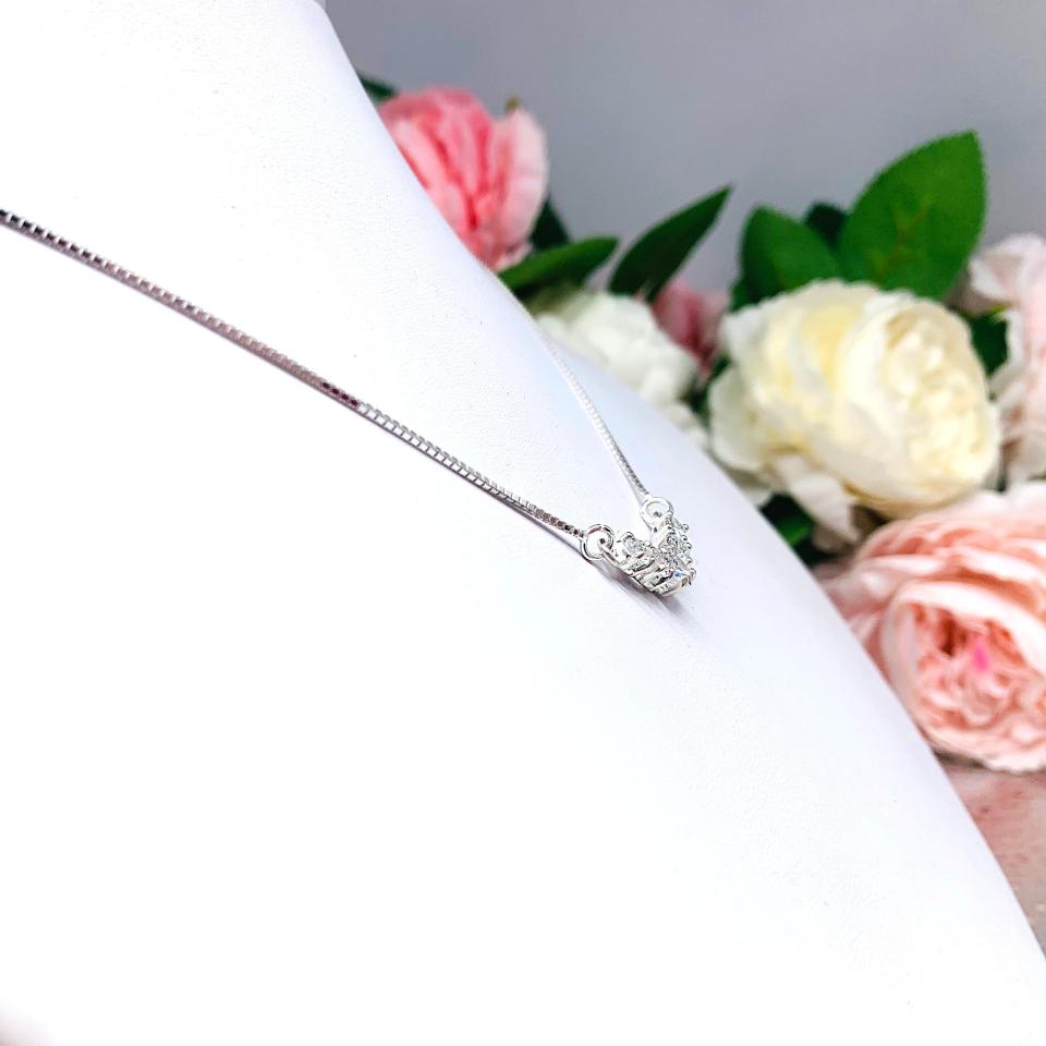 Five Stone Round CZ Pendant Necklace - Sterling silver V style chevron necklace- 6A quality cubic zirconia