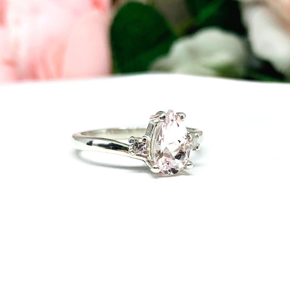 Genuine Pastel Pink Morganite with Moissanite Accents Ring Size 5.25 FINAL SALE