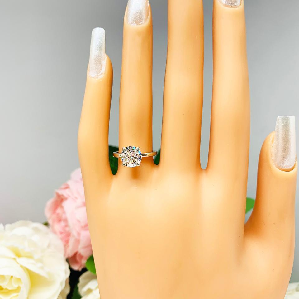 Round Moissanite Engagement Gold Ring Authentic FREE UPS 3RD DAY