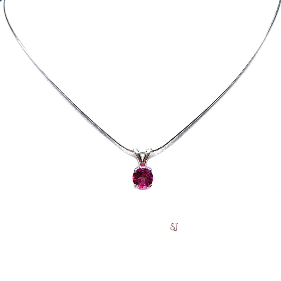Round Mystic Pink Topaz Pendant -  Sterling silver necklace - 6mm genuine gemstone - October birthstone alternative gift