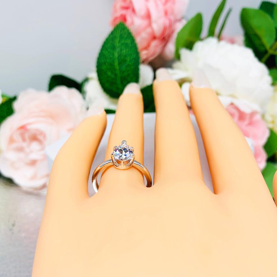 Pear Cubic Zirconia 6 Prong Engagement Ring