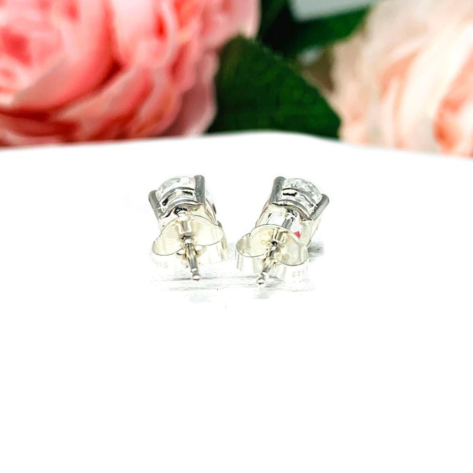 Natural White Topaz Oval Stud Earrings