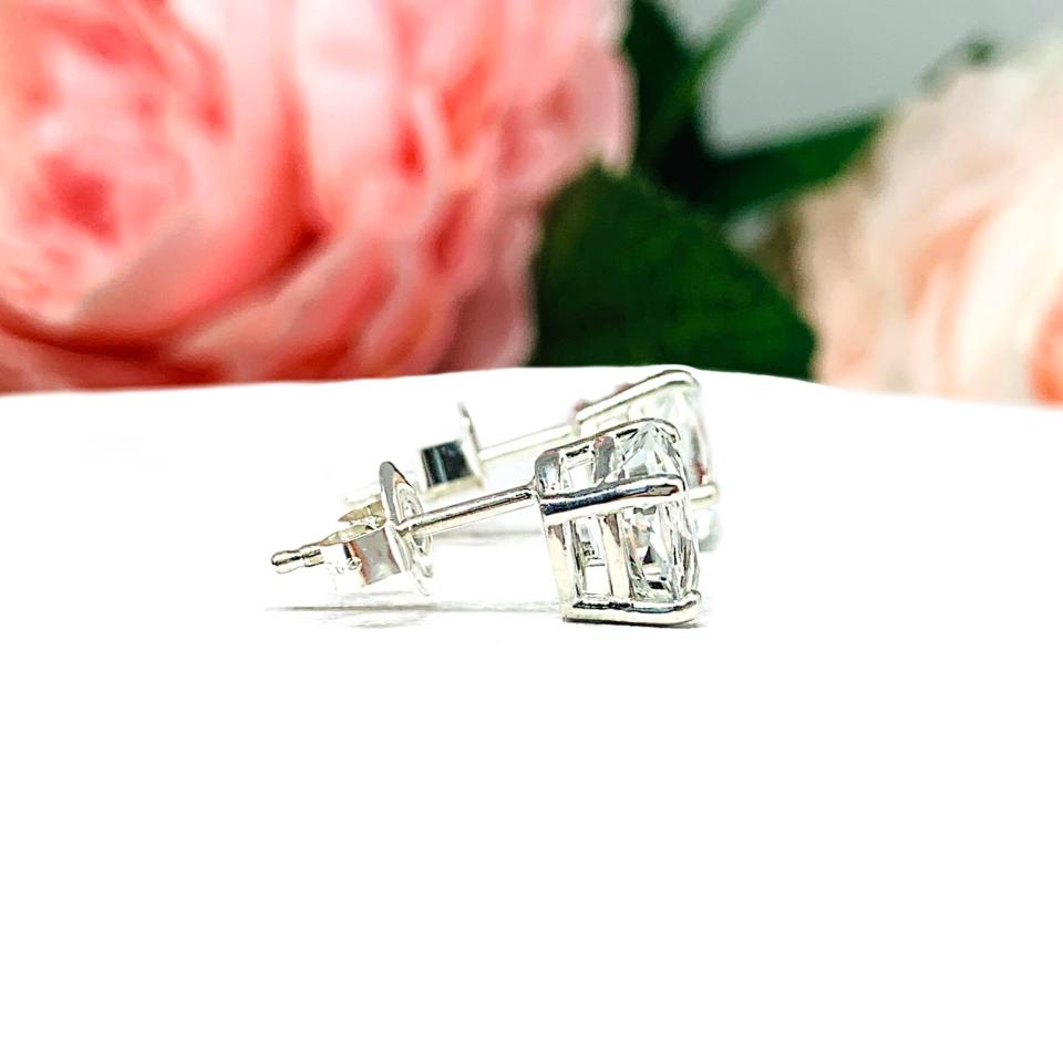 Natural White Topaz Oval Stud Earrings