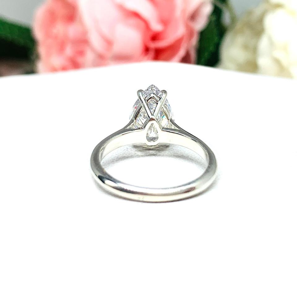 Pear-Cut CZ Engagement Ring • 12x8mm, Sterling Silver, Size 6
